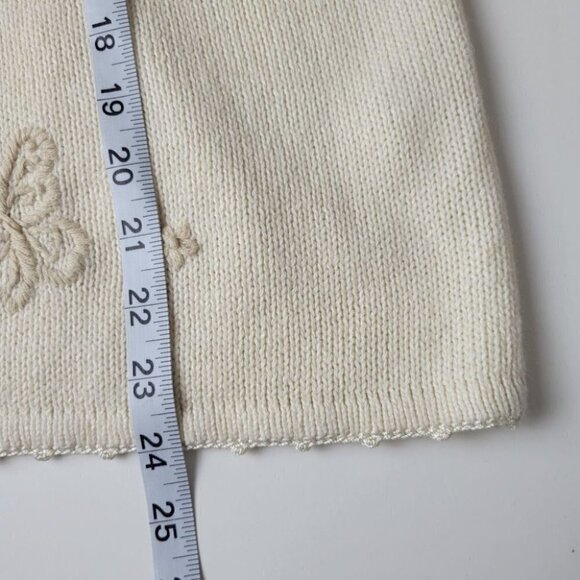 EMBROIDERED Grandma Knit Cardigan Floral Butterfly L Haband Vintage - Picture 14 of 16